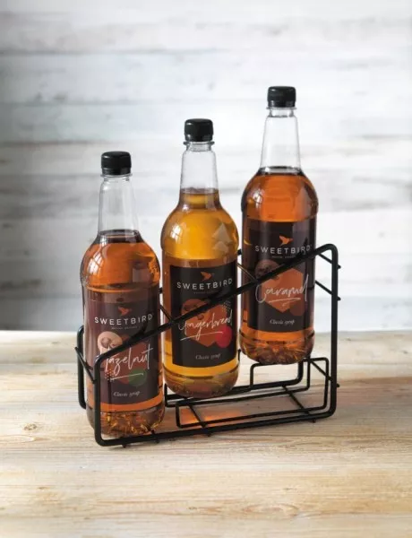 Metal Syrup Holder Stand - 3 Bottle - Coffee Supplies